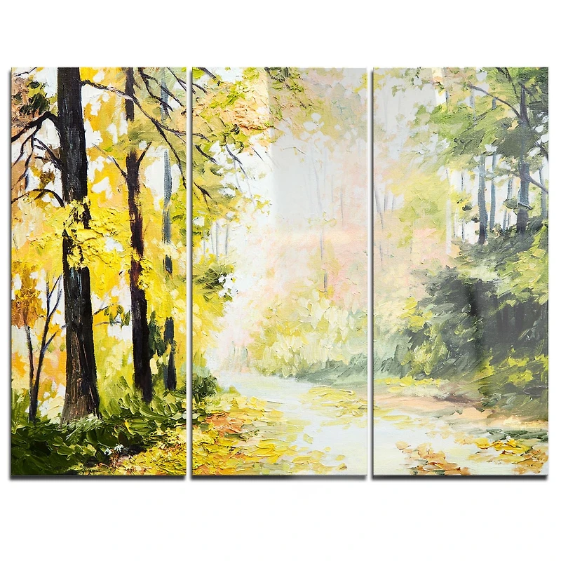Design Art Road in Colourful Forest Multipanel Landscape Large Metal Wall Art