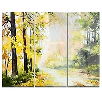 Design Art Road in Colourful Forest Multipanel Landscape Large Metal Wall Art