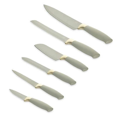Beautiful 6-Piece Sage Champagne Gold Knife Set