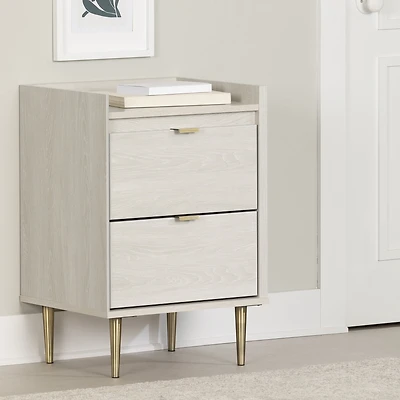 Table de chevet 2 tiroirs pour Adulte, fini Chêne hivernal, collection Hype de Meubles South Shore