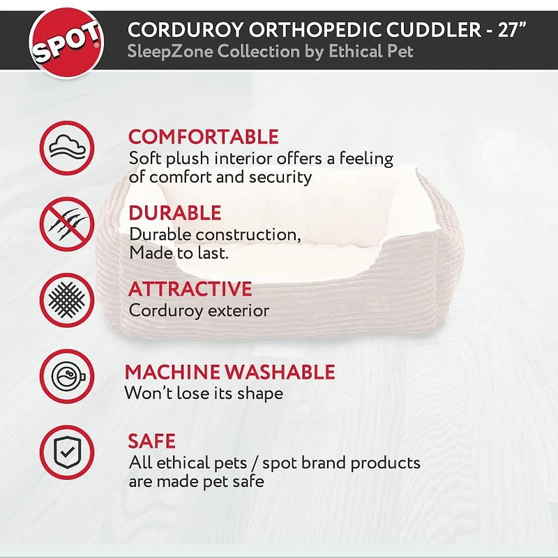 Sleep Zone Corduroy Orthopedic Cuddler Dog Bed