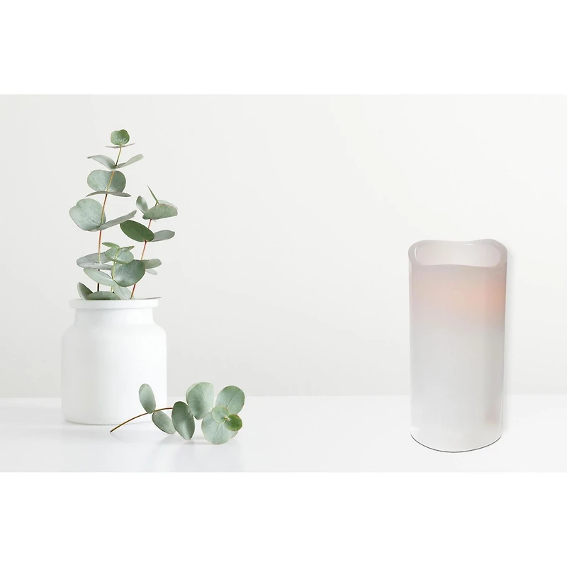 Led Wave Top Unscented White Candle With Timer 3X6" - Set of 3