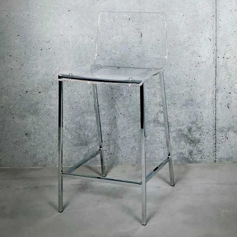 Tabouret de comptoir en acrylique transparent – Heavenly Collection, base argentée | Parfait pour un îlot de cuisine ou une salle à manger