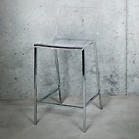 Tabouret de comptoir en acrylique transparent – Heavenly Collection, base argentée | Parfait pour un îlot de cuisine ou une salle à manger