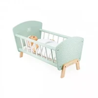 Janod Lit en Bois Zen - Jouet de Simulation avec Oreiller et Couverture - Accessoire pour Poupée - 3 Ans et Plus