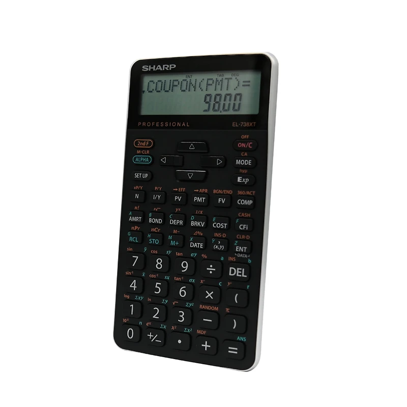 Calculatrice financière SHARP EL738XT à 10 chiffres, avec solveur de valeur temporelle de l’argent, amortissement, analyse des flux de trésorerie, NPR, TRI, amortissement dégressif calculs