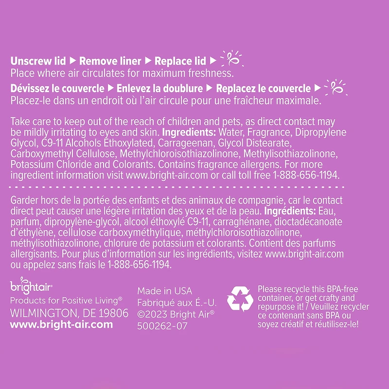 Désodorisant Bright Air Super Odor Eliminator, Lavande et Linge Frais, 400 ml