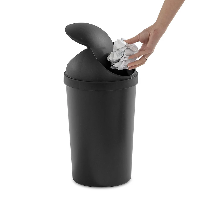 Sterilite 11.4 L Black SwingTop Wastebasket, 11.4 L