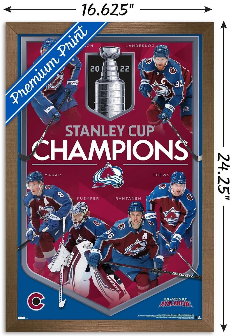 NHL Colorado Avalanche - Stanley Cup Champions Wall Poster, 14.725" x 22.375" Framed