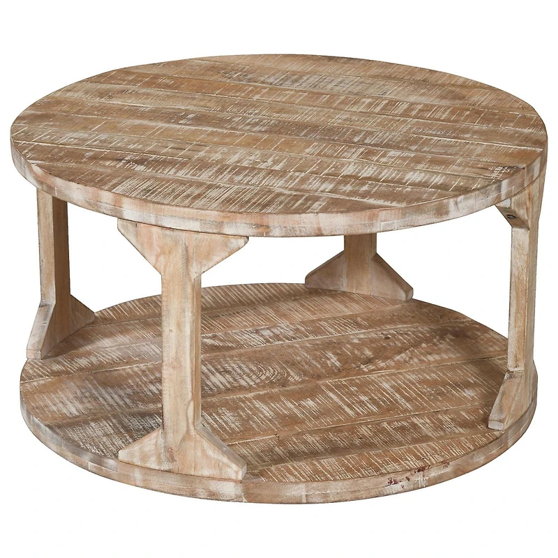 Table de salon rustique moderne en bois massif, naturel vieilli