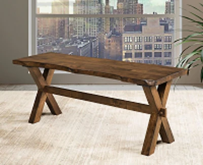 Topline Home Furnishings Solid Wood Live Edge Bench