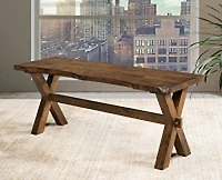 Topline Home Furnishings Solid Wood Live Edge Bench