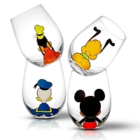 Disney Mickey Mouse & Friends Squad Stemless Glasses - 15 oz - Set of 4