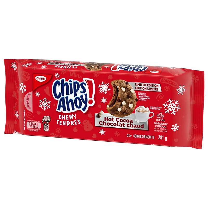 Les biscuits aux pépites à saveur de chocolat CHIPS AHOY! Chocolat chaud, biscuits des fêtes série limitée 281 g