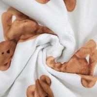 Couverture réversible en flanelle polaire douce et chaude pour enfants, motif ours en peluche marron, 101 x 127 cm