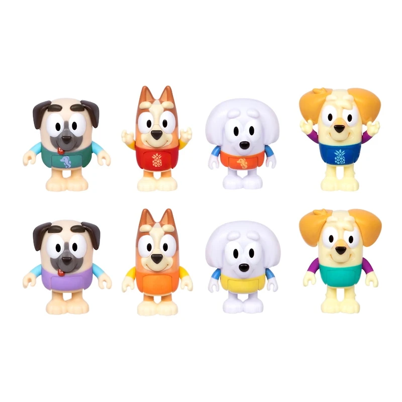 Pack de 4 figurines Bluey changeant de couleur – Exclusivité Walmart – Water Park Bingo & Friends Figurine Bluey changeant de couleur, lot de 4, parc aquatique, bingo et amis, exclusivité