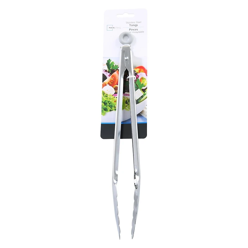 Pinces de cuisine verrouillables en acier inoxydable Mainstays de 30,5 cm (12 po), argentées Pinces MS 12"