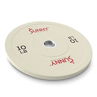 Sunny Health & Fitness Plaques de Poids Olympiques en Caoutchouc de 2 pouces Elite de 10 Livres (Paire) - SF-OP01-10 (Blanc)