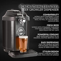 HomeCraft™ Kegerator & Beer Growler Cooling System, Black Stainless Steel