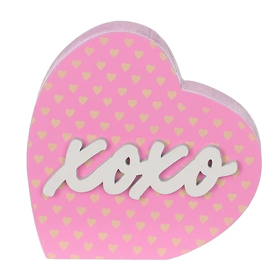 Décoration coeur en bois rose XOXO pour la Saint-Valentin