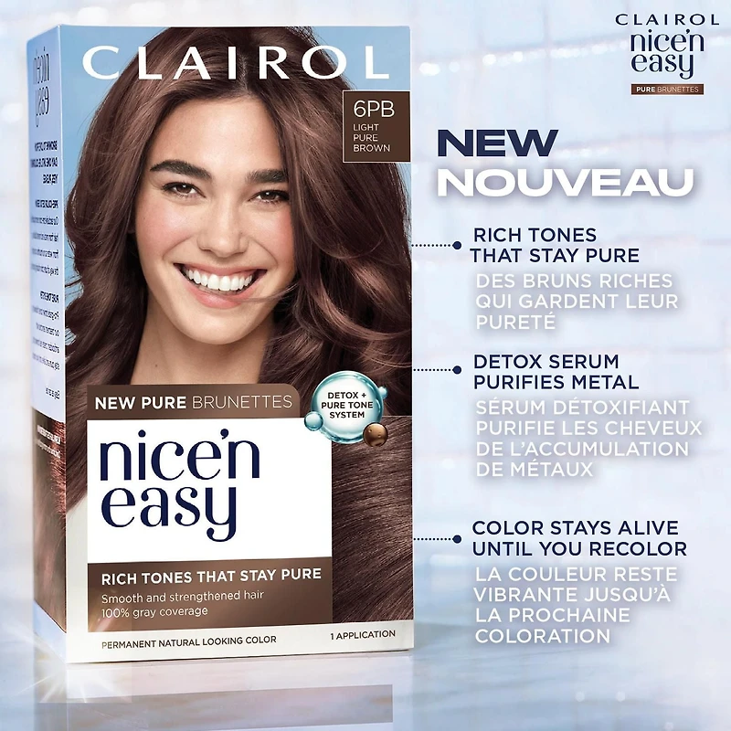 Clairol Coloration permanente Nice'N Easy Pure Brunettes Des Tons Riches Qui Gardent Leur Pureté