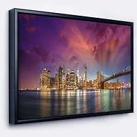 Design Art New York City Manhattan Skyline Red Framed Canvas Art Print