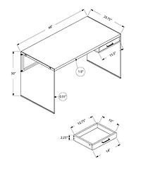 Monarch Specialties Computer Desk, Home Office, Laptop, Storage Drawers, 48"l, Work, Tempered Glass, Laminate, Glossy White, Clear, Contemporary, Modern