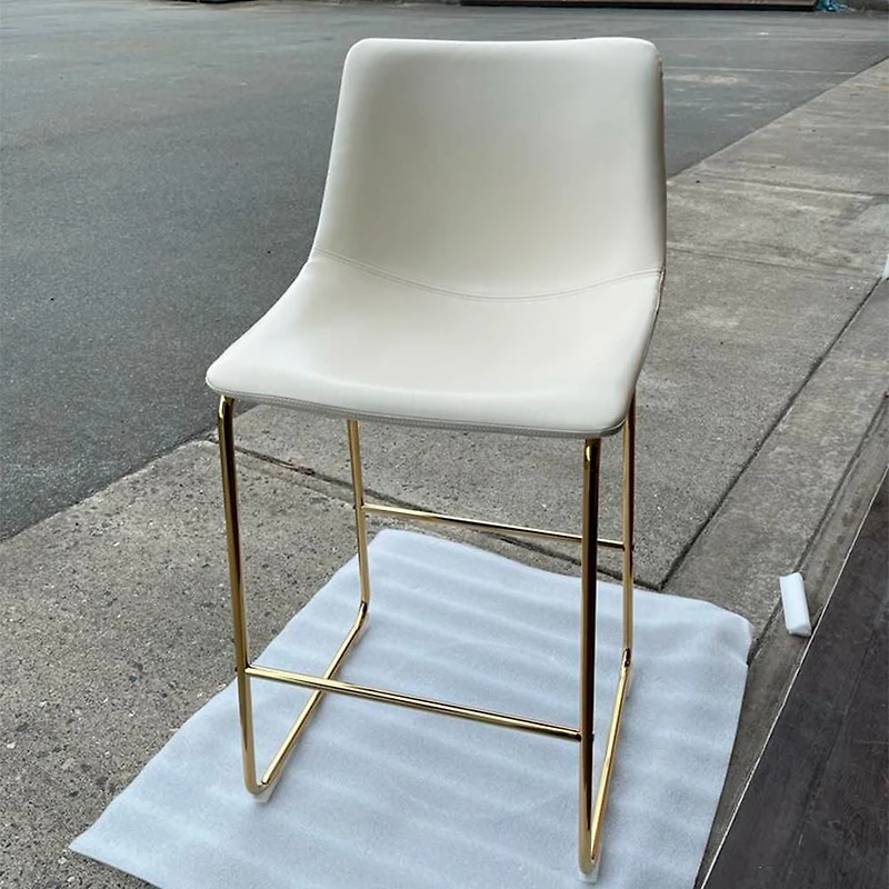 Heavenly Collection PU Stool, Counter PU Stool, Modern Stool with Gold Legs, Kitchen Stool, Restaurant Stool, Island Stool, with Footrest - Set 2