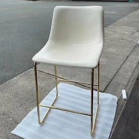 Heavenly Collection PU Stool, Counter PU Stool, Modern Stool with Gold Legs, Kitchen Stool, Restaurant Stool, Island Stool, with Footrest - Set 2