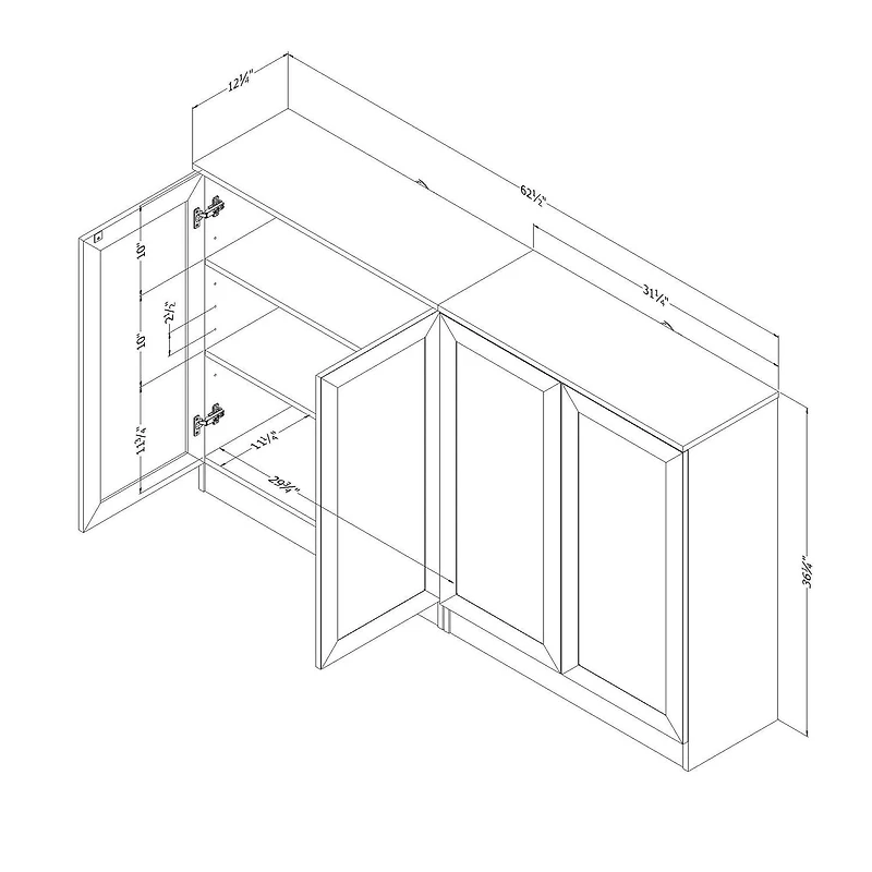 South Shore Arum Ensemble de 2 buffets avec tablettes