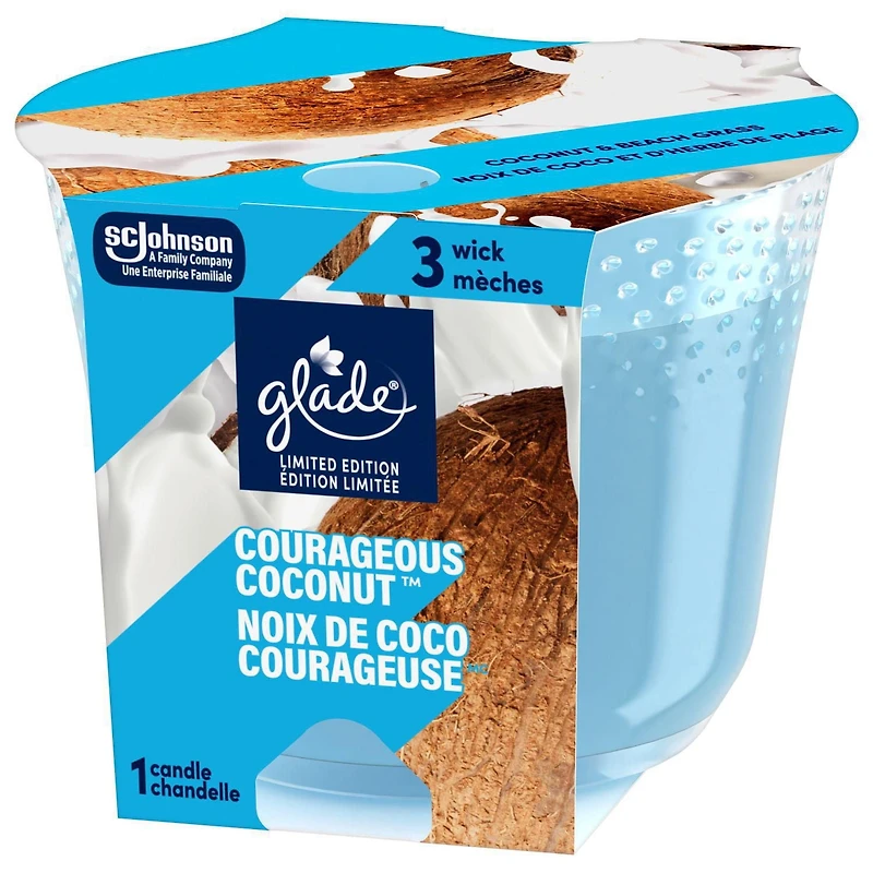 Glade® Scented Candle Air Freshener, Courageous Coconut™, 3-Wick Candle
