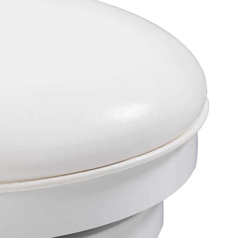Lot de 2 tabourets de bar pivotants d'intérieur CorLiving Winston blancs avec assise en similicuir et dossier haut à lattes verticales