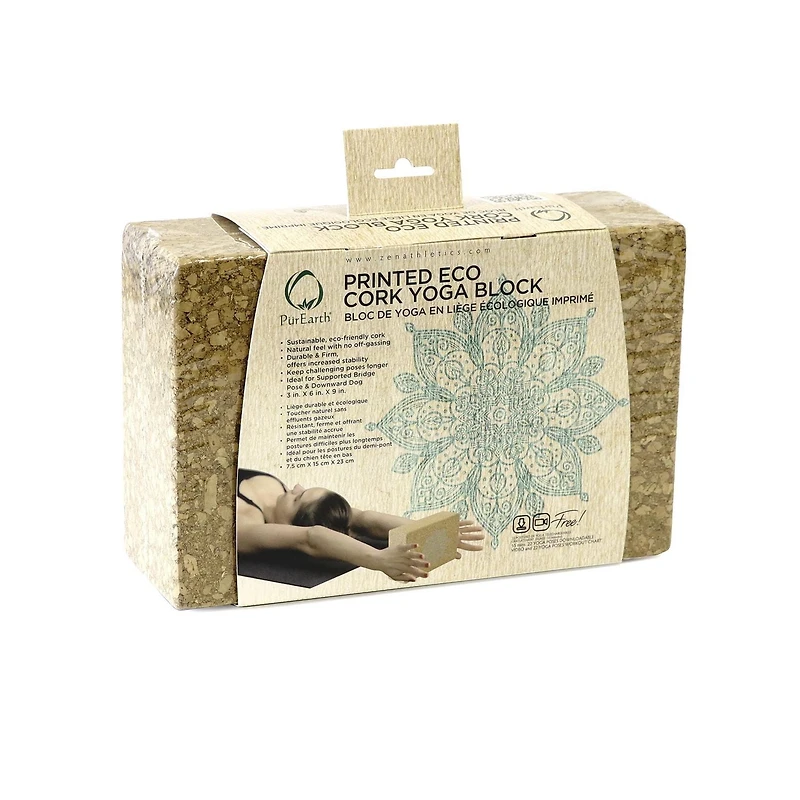Bloc de yoga en liège écologique imprimé