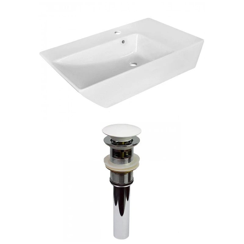 American Imaginations AI-31399 16,5 pouces W au-dessus du navire blanc de compteur pour le perçage de centre de 1 trou