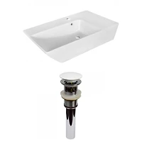 American Imaginations AI-31399 16,5 pouces W au-dessus du navire blanc de compteur pour le perçage de centre de 1 trou