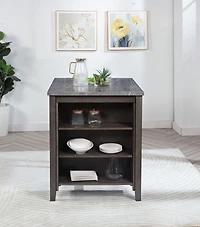 K-Living Pheony Marble Counter Height Table with Storage and & 2 Bar Stools