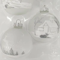 Holiday Time Dia 65mm 4Ct Deer&House Glass Ornament