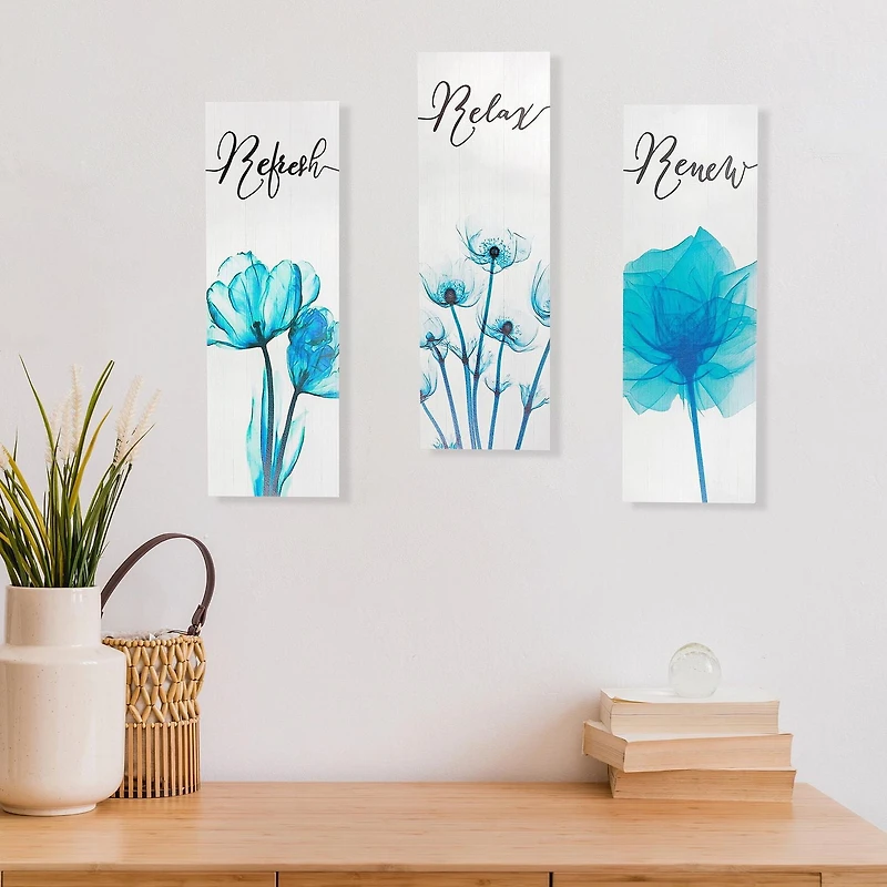 MDF Wall Sign Relax Renew Refresh - Set of 3