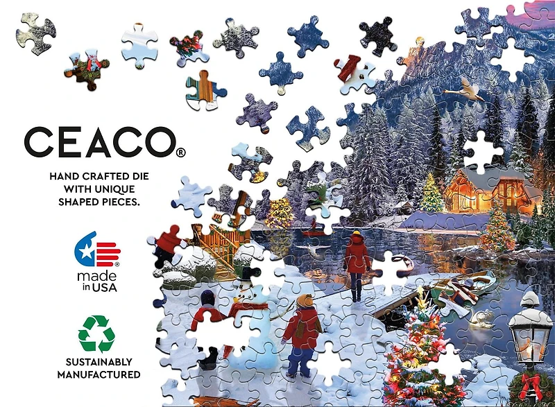 NOËL CLASSIQUE - CABINE DU LAC À NOËL - PUZZLE 1000 PIÈCES