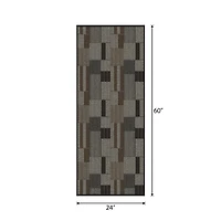 Mainstays Indoor/Outdoor Modern Geometric Machine-Tufted Taupe Grey and Brown Runner Rug, 2' x 5', Vinyl Backing, Easy to Clean