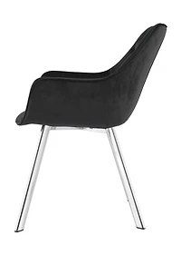 Topline Home Furnishings Chaise à accoudoirs de salle à manger en velours et chrome