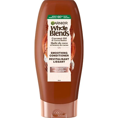 Garnier Whole Blends Revitalisant Lissant pour Cheveux Frisottés, à l'Huile de Noix de Coco & Beurre de Cacao, 650ml Revitalisant lissant pour cheveux frisottés