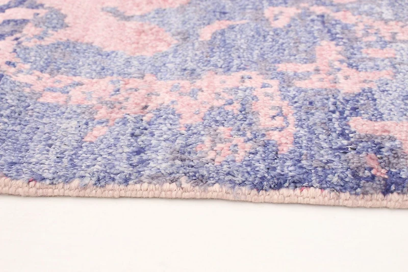 ECARPETGALLERY Tapis Noué à la Main pour Salon, Salle à Manger et Chambre à Coucher Surteint Collection Jules Oushak 7'5" x 10'1" en Bleu