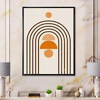 Designart Abstract Rainbow Sun and Moon In Earth Tones IV FLOAT FRAME WALL ART