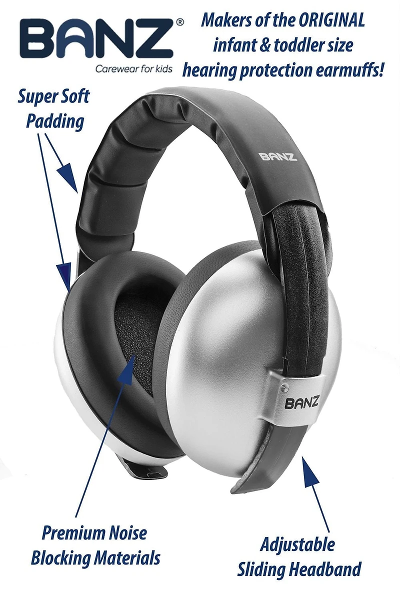 Baby Banz - Cache-oreilles - Protection auditive pour bébé - De 2 mois à 2 ans et plus - Meilleur indice de réduction du bruit de l'industrie - Doux et confortable