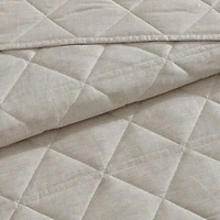 Social Standard by Sanctuary 3 Piece Quilt Set, Chambray Weave, Geo Diamond Quilt Pattern, Easy Care, Wrinkle Resistant