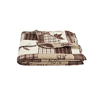 Marina Decoration Rich Printed Embossed Pinsonic Coverlet Bedspread Ultra Soft Bedding Summer Quilt Set with Shams, Brown Cabin Maple Deer Plaid Pattern