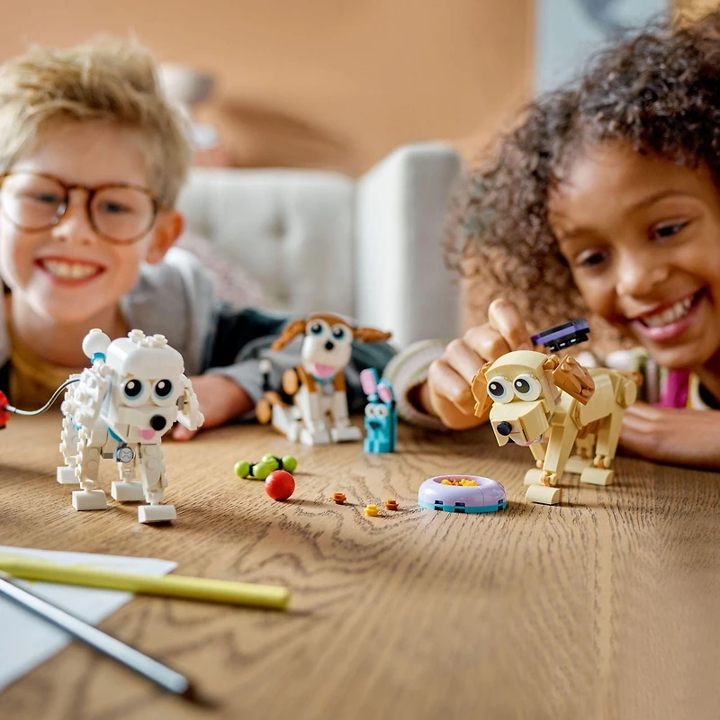 LEGO Creator 3-in-1 Adorable Dogs Building Toy Set 31137, Great Gift for Dog Lovers and Kids Ages 7 and Up, Featuring Canine Companions: Dachshund, Beagle, Pug, Poodle, Husky, and Labrador, Includes 475 Pieces, Ages 7+