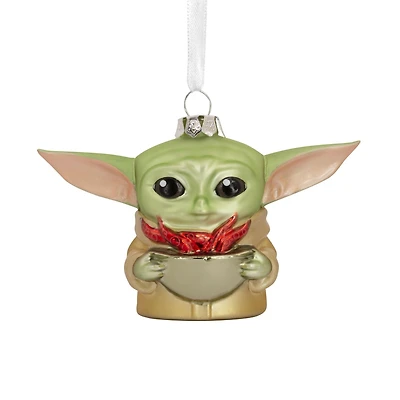 Hallmark Christmas Ornament (Star Wars: The Mandalorian Grogu Holding Cup Blown Glass)