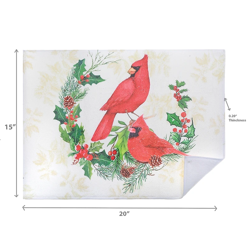 Tapis De Séchage En Microfibre (Cardinaux Perchés Sur Une Couronne) - Lot De 2